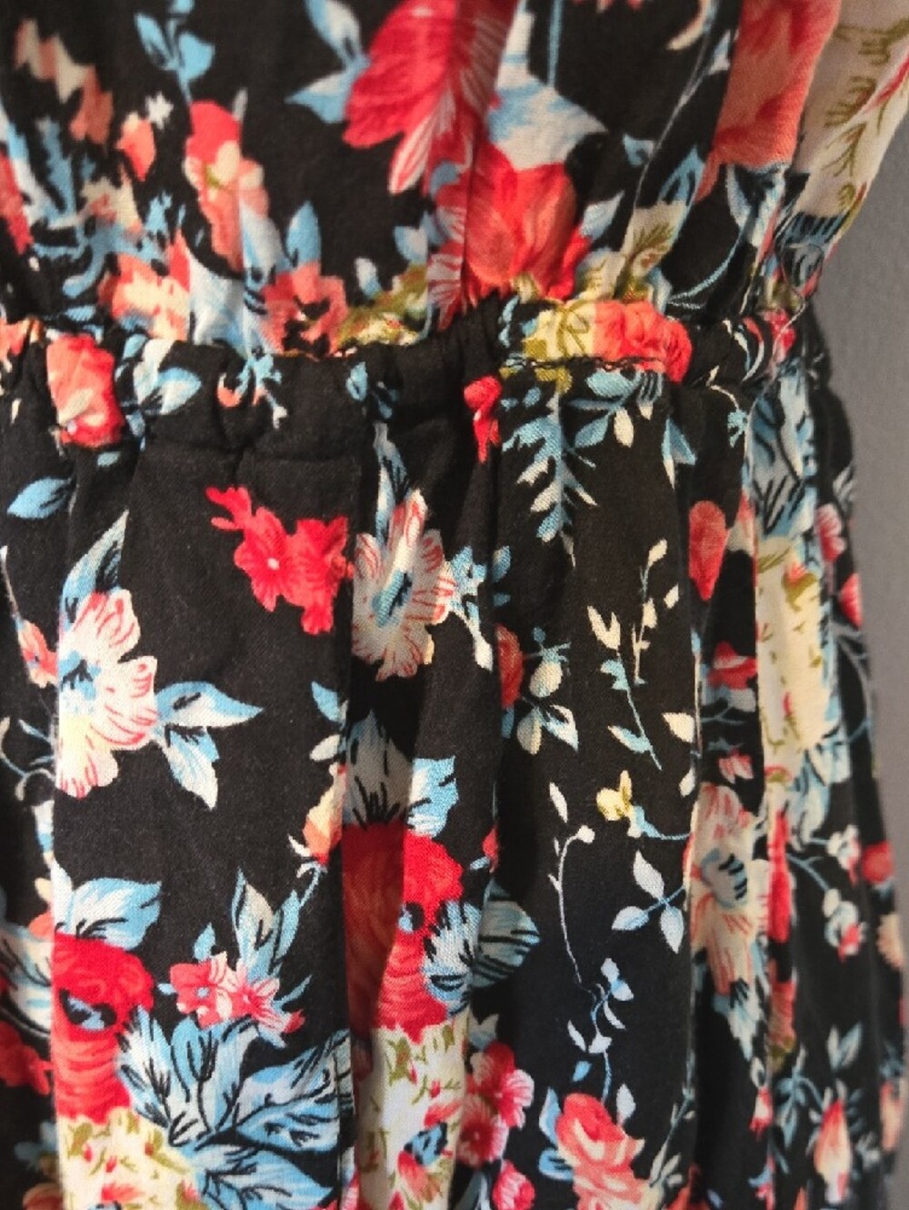 Vintage Black Floral Strapless Maxi Dress - Picture 6 of 8